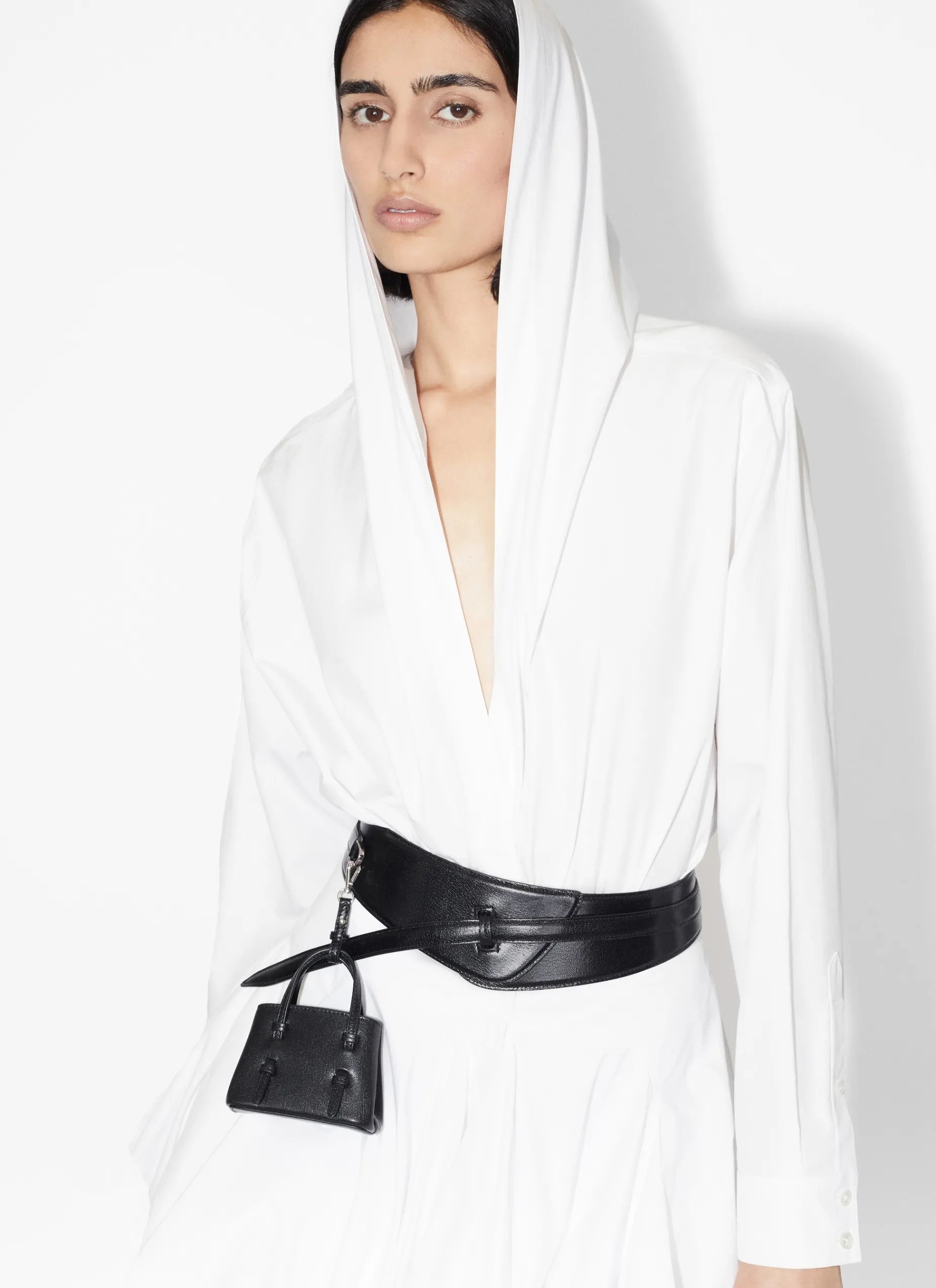 HOODED BODY SHIRT IN COTTON POPLIN