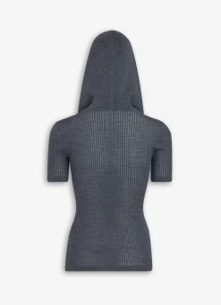HOODED TOP IN PIQUE KNIT