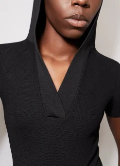 HOODED TOP IN PIQUE KNIT