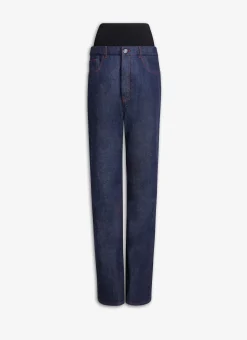 KNIT BAND JEANS IN RAW DENIM