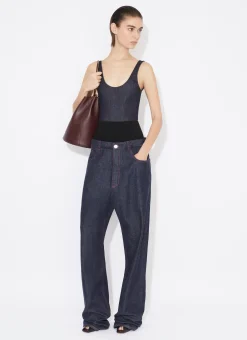 KNIT BAND JEANS IN RAW DENIM