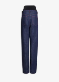 KNIT BAND JEANS IN RAW DENIM