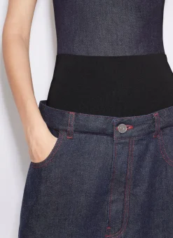 KNIT BAND JEANS IN RAW DENIM