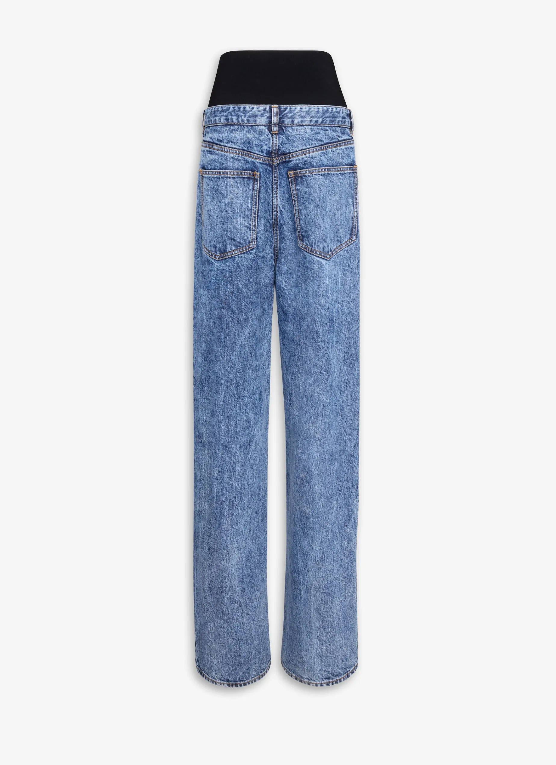 KNIT BAND JEANS IN SNOW DENIM