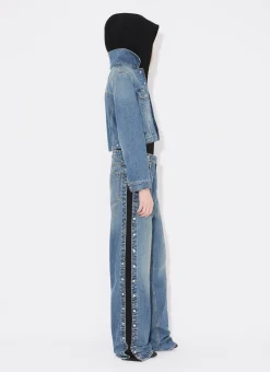 KNIT BAND JEANS IN STONE DENIM