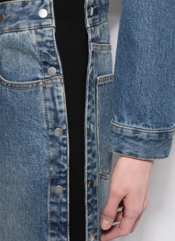 KNIT BAND JEANS IN STONE DENIM