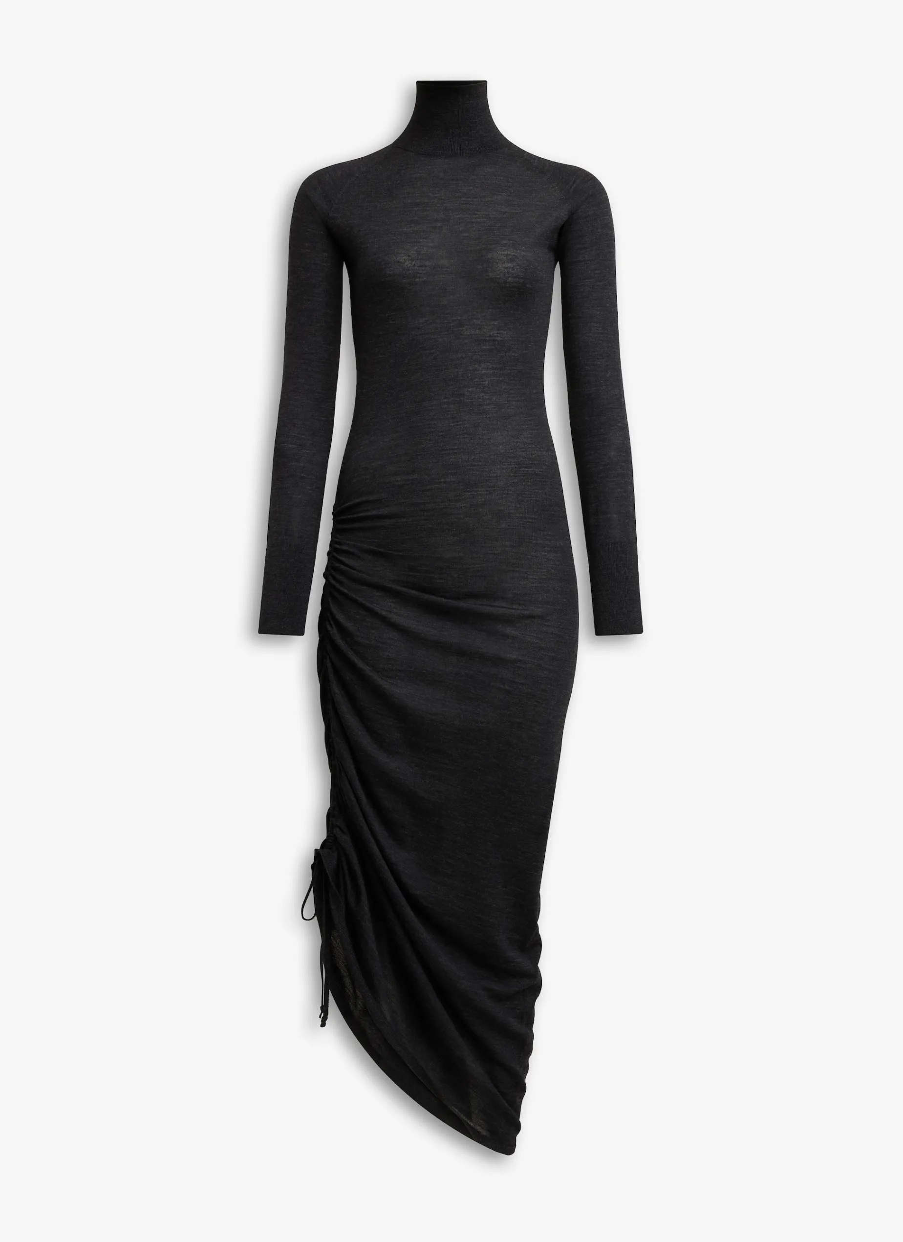 LONG SLEEVE DRAPED KNIT DRESS