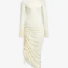 LONG SLEEVES DRAPED KNIT DRESS
