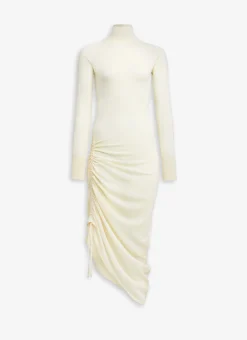 LONG SLEEVES DRAPED KNIT DRESS