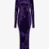 MAXI BODYCON DRESS IN SHINY VELVET KNIT