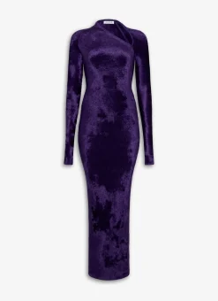 MAXI BODYCON DRESS IN SHINY VELVET KNIT