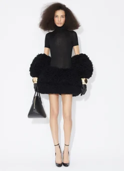 MINI BUBBLE SKIRT IN KNITTED FUR