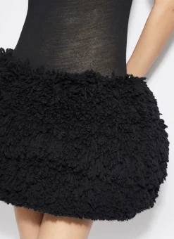 MINI BUBBLE SKIRT IN KNITTED FUR