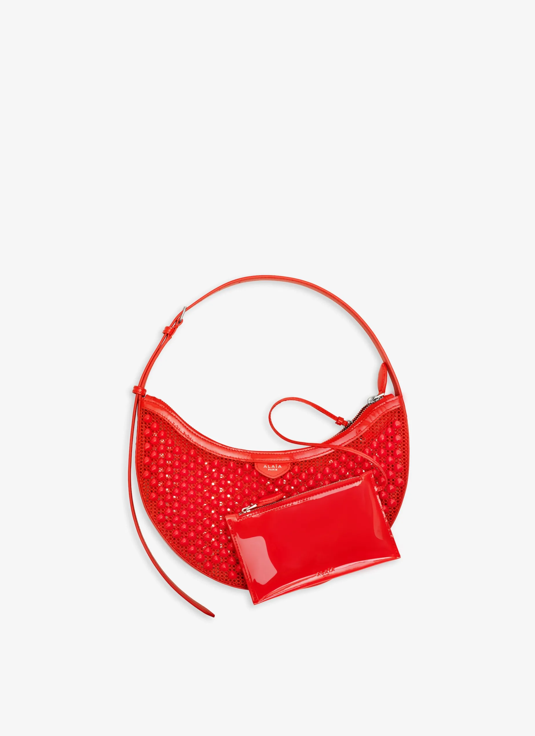 ONE PIECE DEMI LUNE BAG IN FISHNET PYRAMIDS