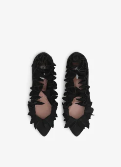 PETAL BALLET FLATS IN SUEDE GOATSKIN