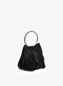 RING MINI BUCKET BAG IN FRINGED CALFSKIN