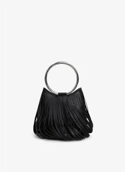 RING MINI BUCKET BAG IN FRINGED CALFSKIN