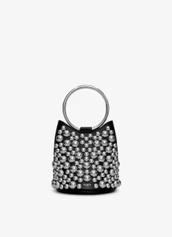 RING MINI BUCKET BAG WITH SPHERES ON CALFSKIN