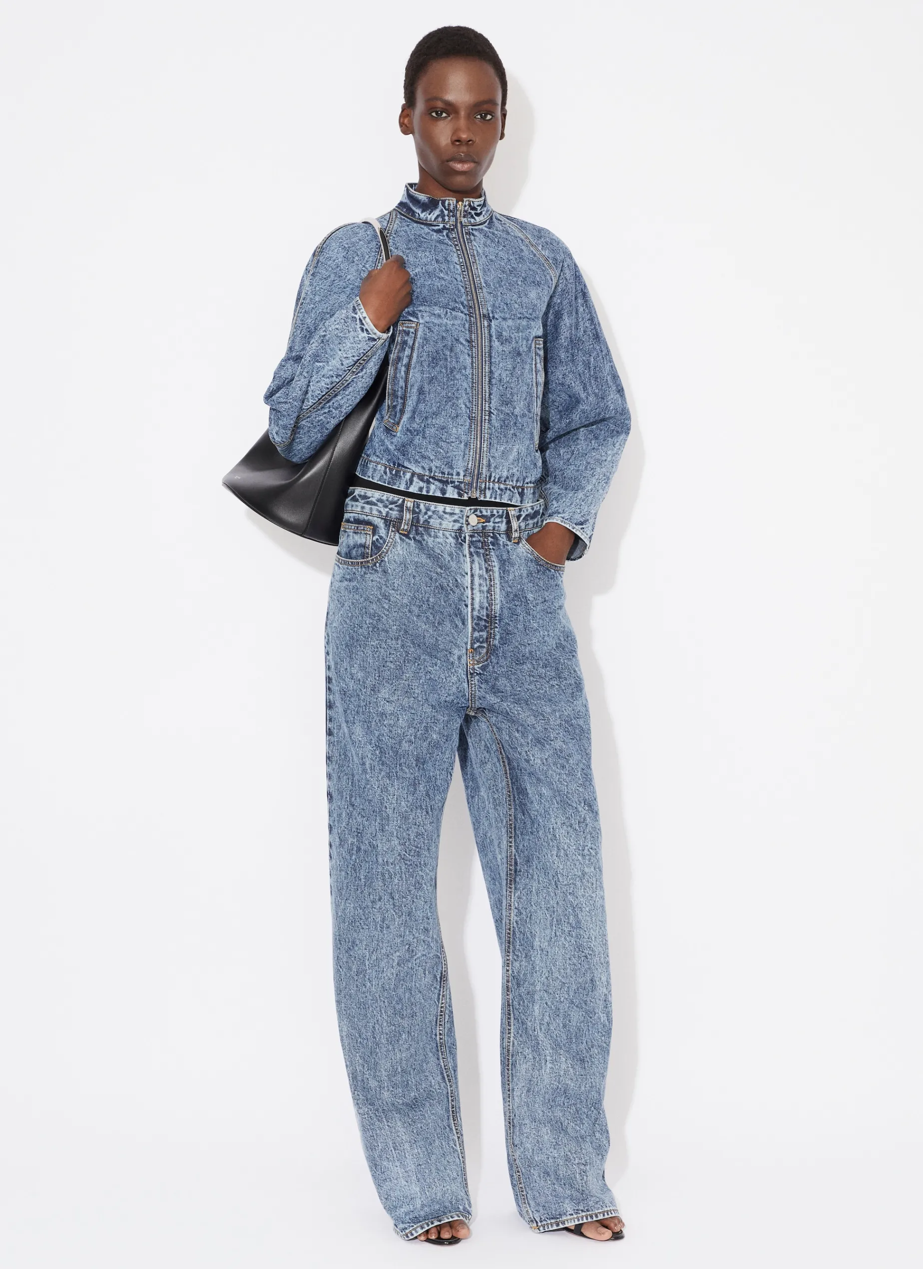 ROUND RACING JACKET IN SNOW DENIM