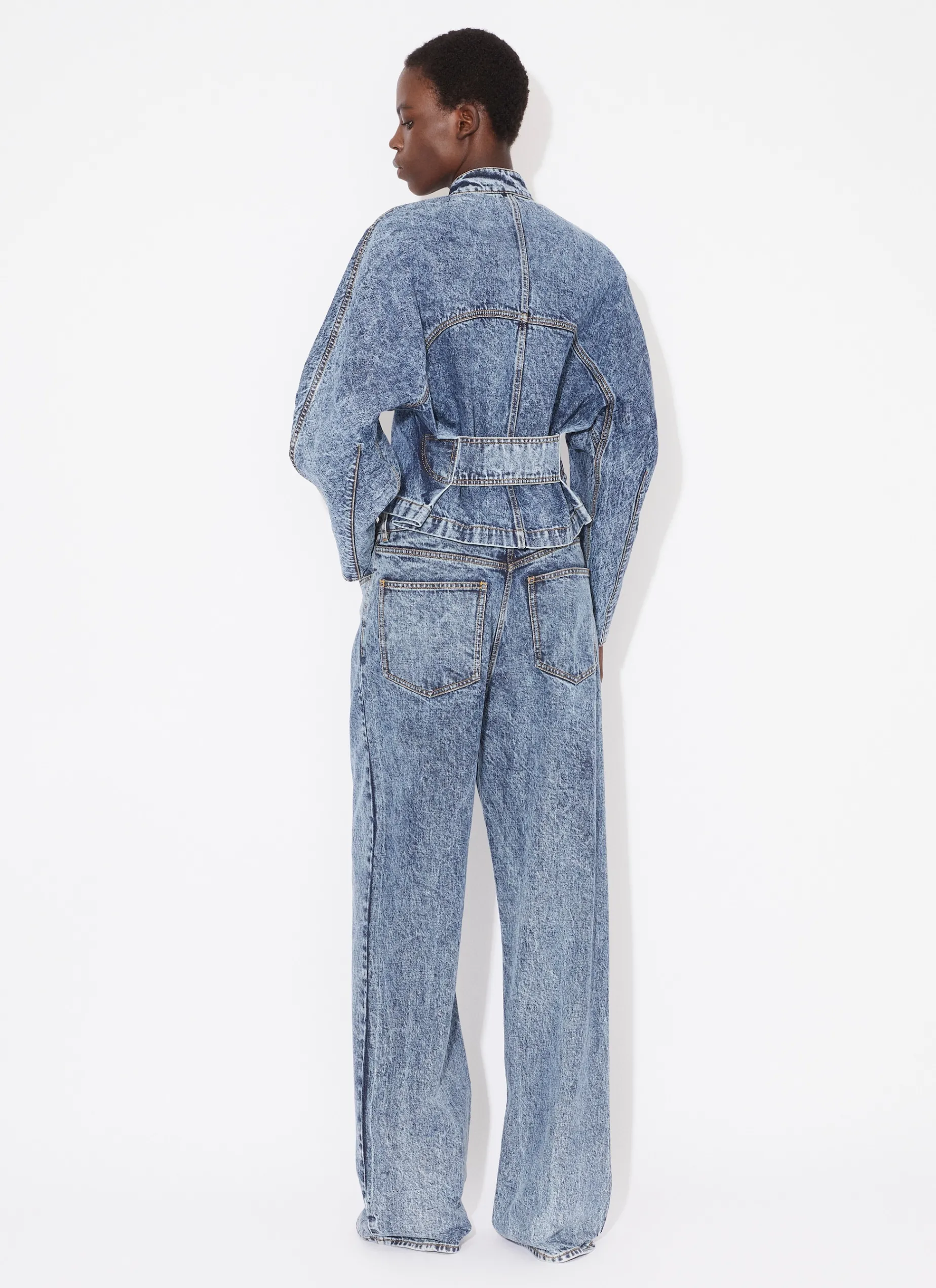 ROUND RACING JACKET IN SNOW DENIM