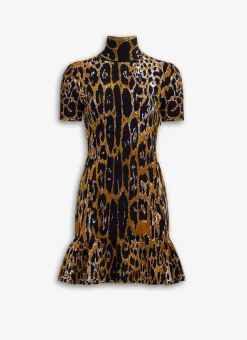 SKATER DRESS IN LEOPARD JACQUARD KNIT
