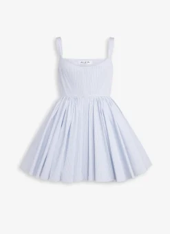 SKATER DRESS IN STRIPED COTTON POPLIN