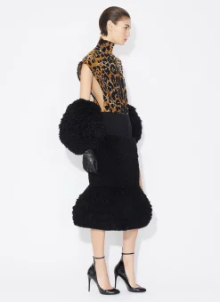 SLIT SKIRT IN KNITTED FUR