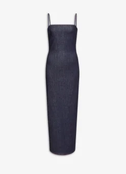 SPAGHETTI STRAPS DRESS IN STRETCH DENIM