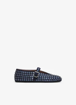 STRASS SUEDE BALLET FLATS