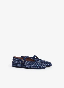 STRASS SUEDE BALLET FLATS