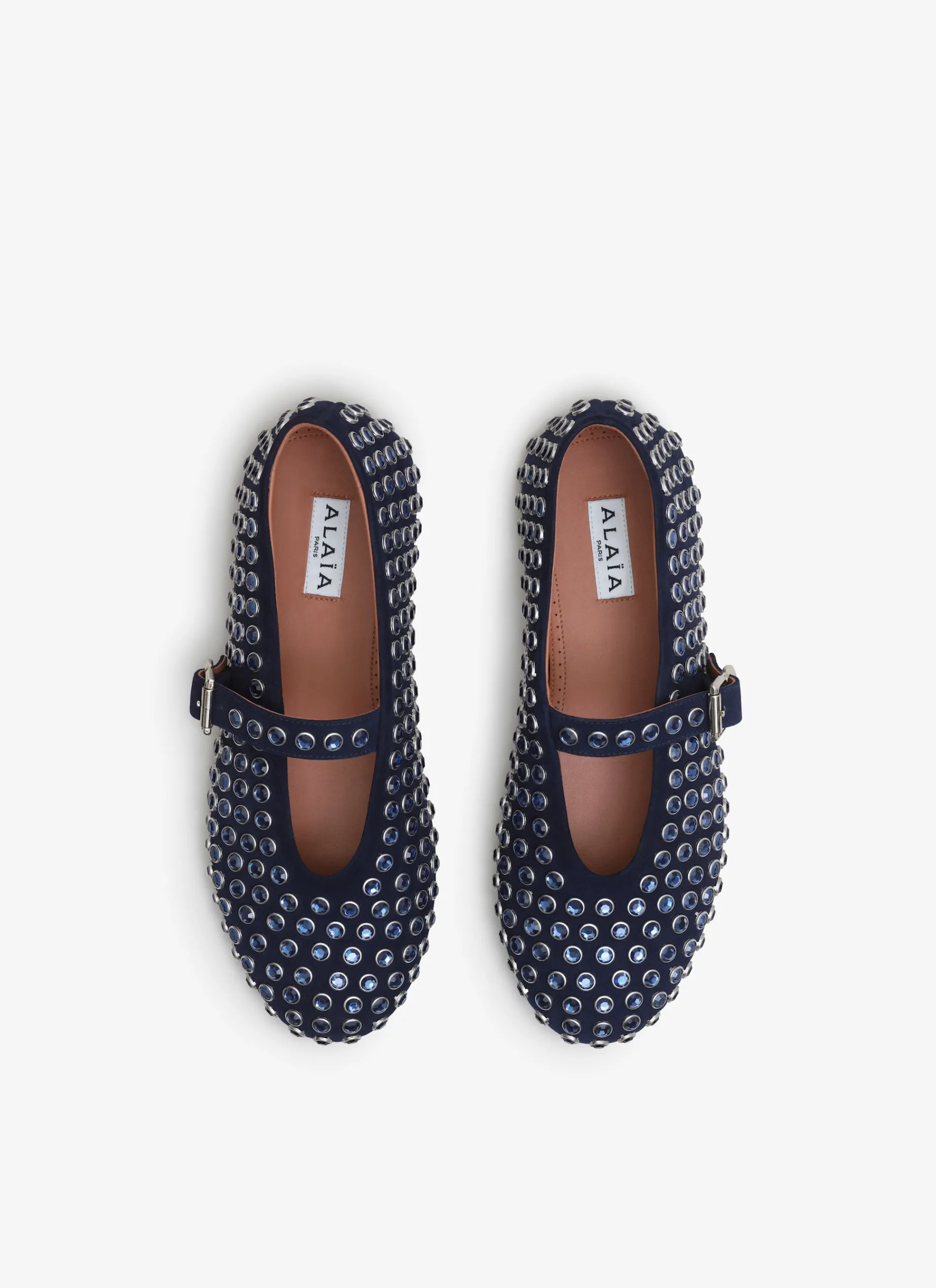 STRASS SUEDE BALLET FLATS