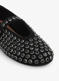 STRASS SUEDE BALLET FLATS