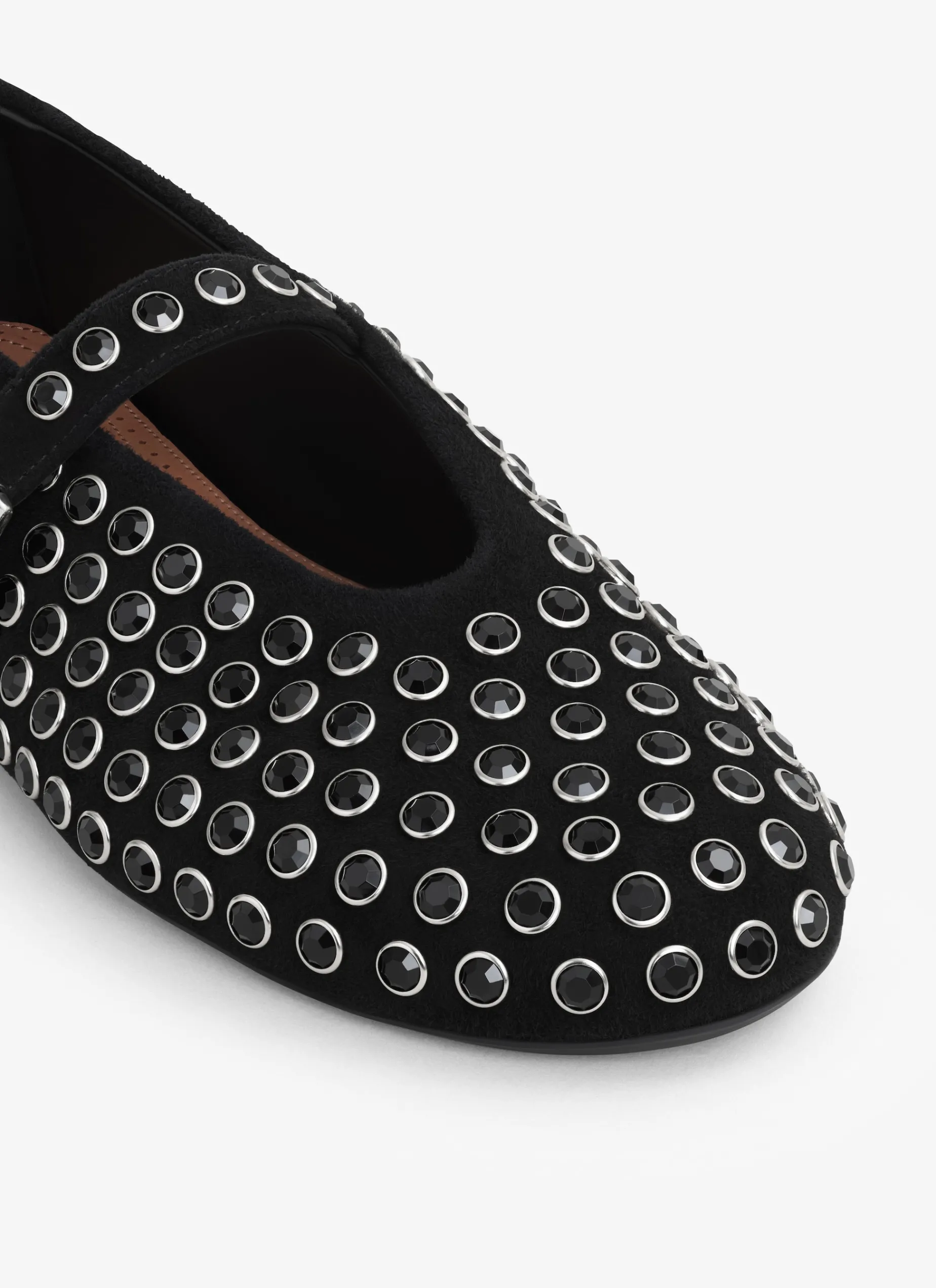 STRASS SUEDE BALLET FLATS