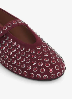 STRASS SUEDE BALLET FLATS
