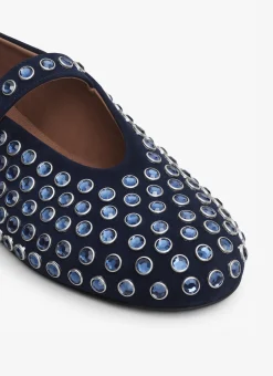 STRASS SUEDE BALLET FLATS